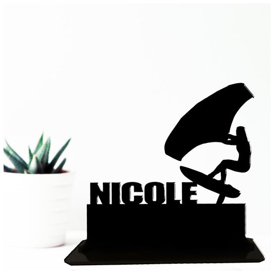 Acrylic unique personalised wing surfing gift ideas for her. Standalone ornament.