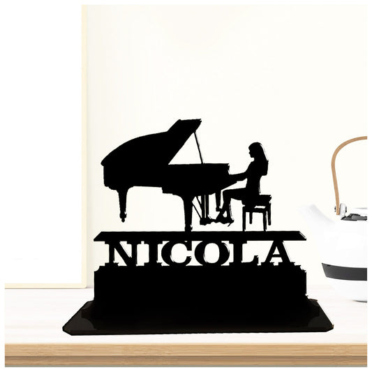 Acrylic personalised gift ideas for female piano players. Standalone keepsake ornaments.