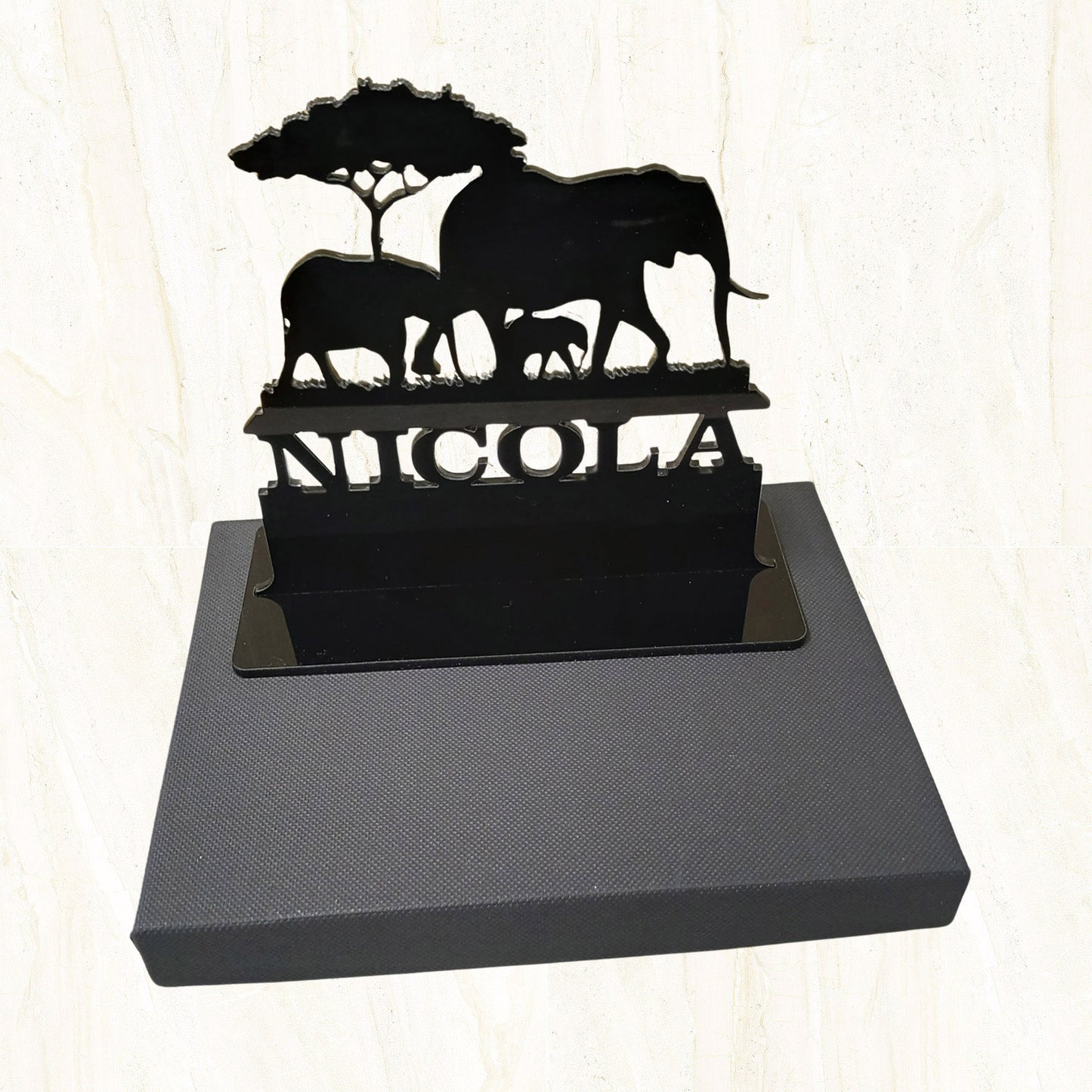 Acrylic personalized elephant gift ideas. Standalone keepsake ornaments.