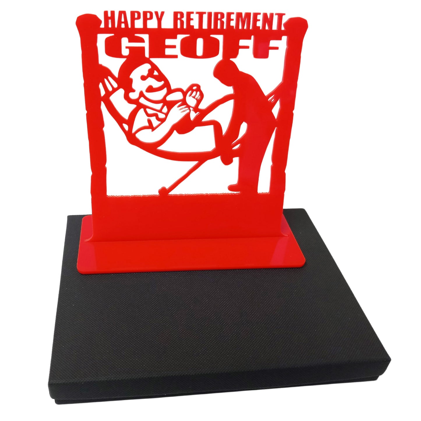 Acrylic personalised funny golf themed retirement gift ideas for golfers. Standalone keepsake ornaments.