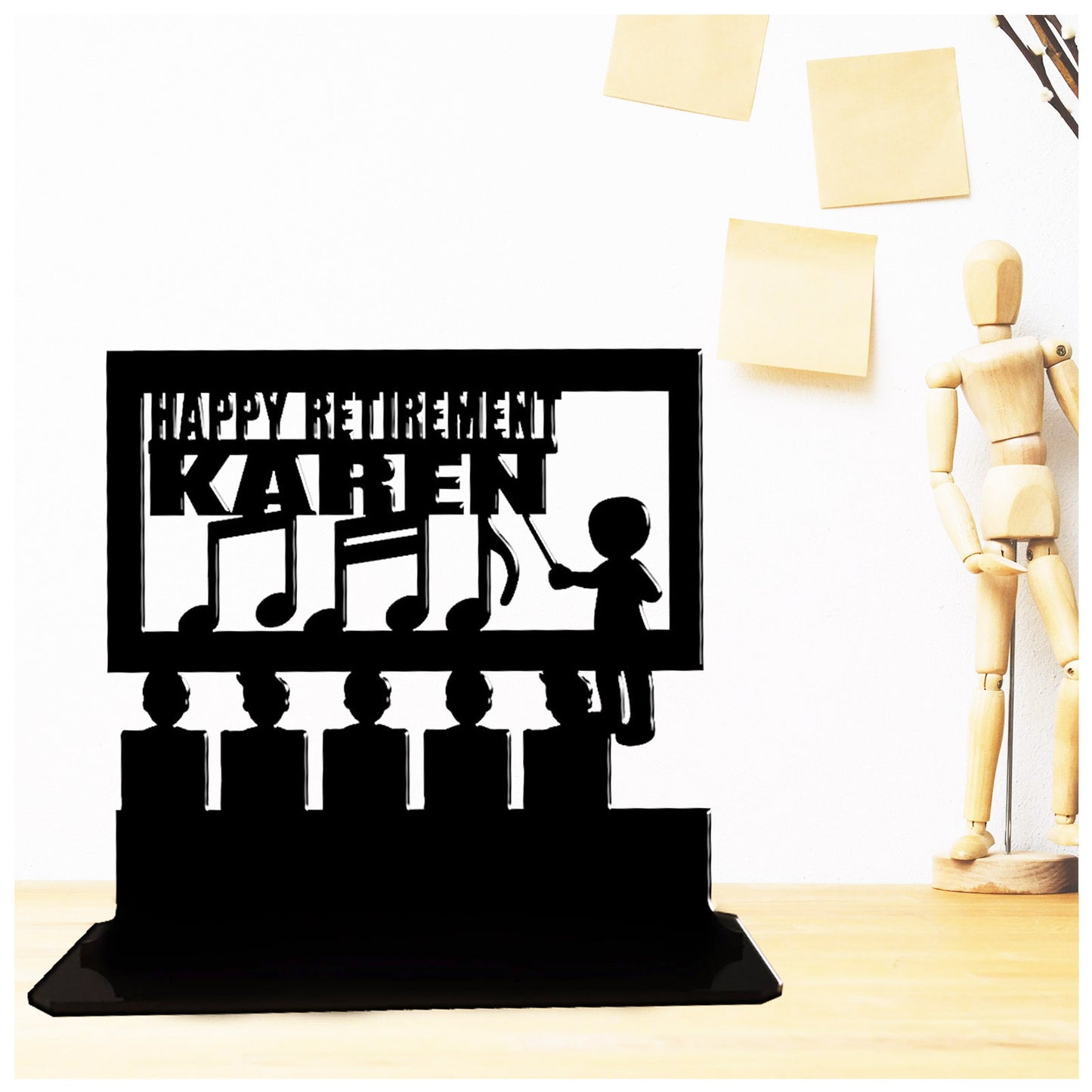 Acrylic personalised music teacher retirement gift ideas. Standalone keepsake ornaments.