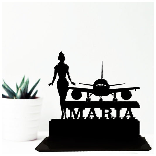 Acrylic unique personalised cabin crew flight attendant gift ideas. Standalone keepsake ornament.