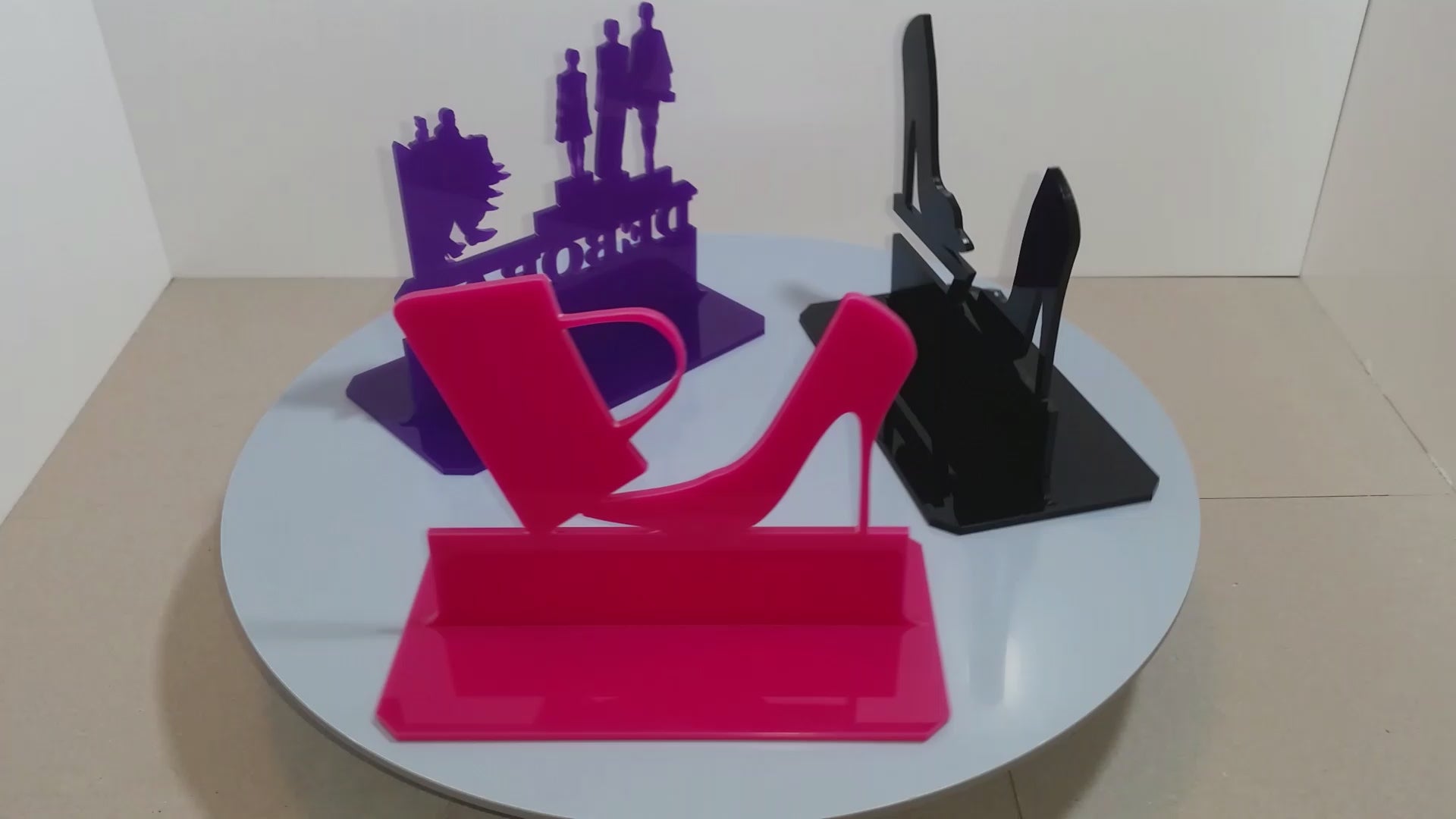 Load video: Personalised acrylic stiletto fashion shoe themed gifts.